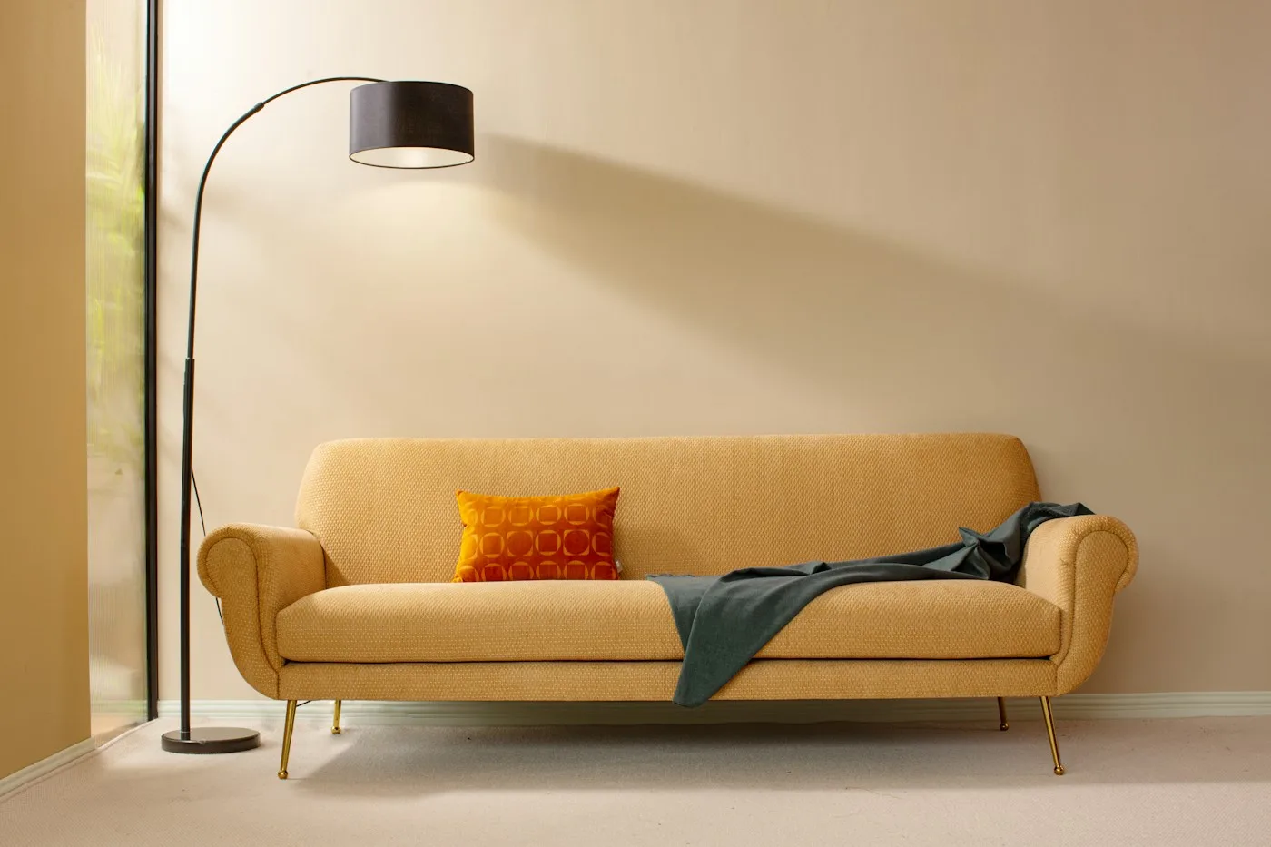 Lampadaire Arc en Marbre et Laiton