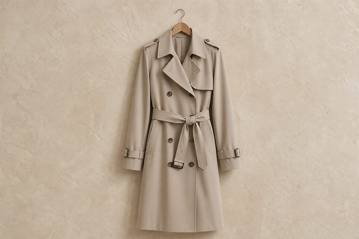 Trench Mi-Long en Gabardine Fluide Signature